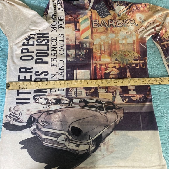 Just Cavalii Graphic Long Sleeve Tee Shirt Cars 3X tan cream - Picture 9 of 10